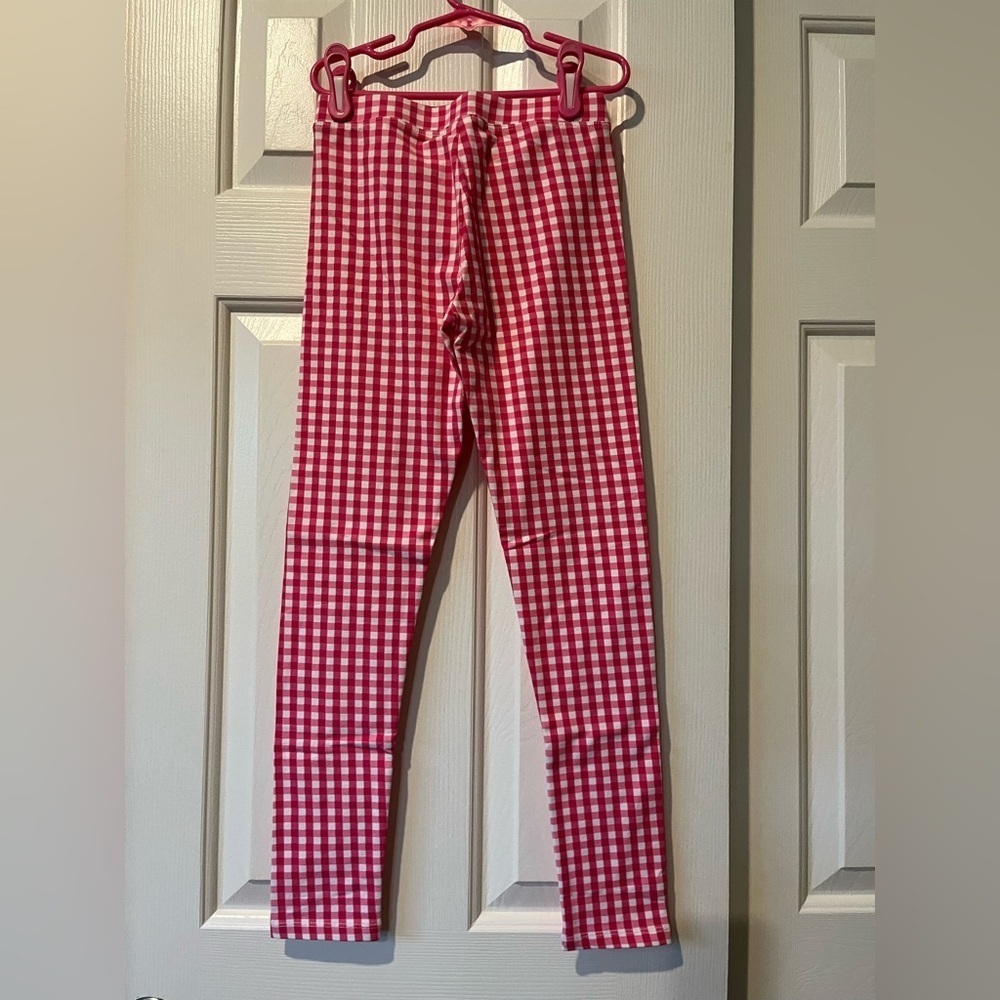 Size 10 J Crew crewcuts crewcuts pink/white gingham leggings - Picture 5 of 5